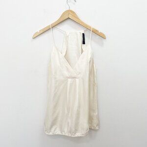 Club Monaco White Silk V Neck Blouse Size Medium